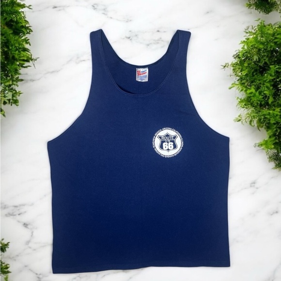 Vintage 80s 90s Single Stitch Route 66 Graphic Muscle Tee Cutoff Tank Top - Picture 7 of 8
